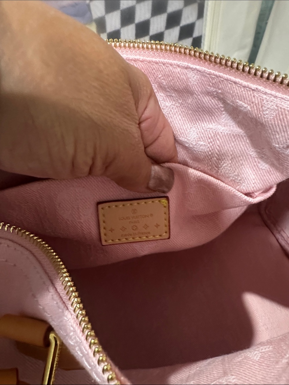 Pink Denim Satchel Handbag with Tan Trim. Nice condition - Picture 5 of 12